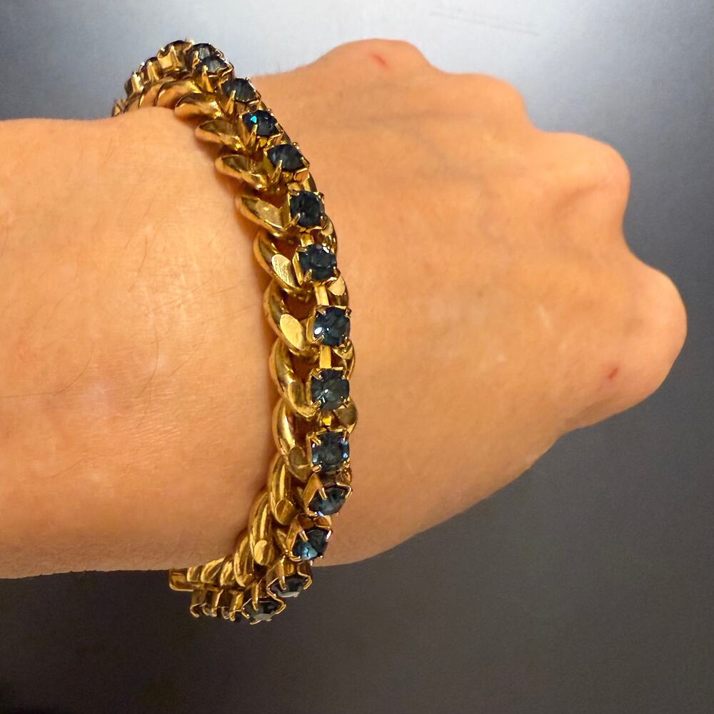 Dannijo Dark Blue Crystal Chain Link Bracelet - Picture 8 of 8